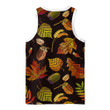 Classical September Embroidery Autumn Maple Leaves Acorns Wild Forest 3D Men's Tank Top
