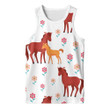 Cartoon Style With Wild Horses And Their Cubs 3D Men's Tank Top