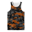 Abstract Orange And Dark Gray Grid Camouflage Pattern 3D Men's Tank Top