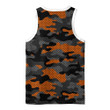Abstract Orange And Dark Gray Grid Camouflage Pattern 3D Men's Tank Top