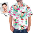 Flamingo Stripe Cactus Custom Image With Face Funny 3D Hawaiian Shirt