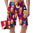 Pop Art American Pattern With Fastfood On Purple Background Can Be Custom Photo 3D Men's Shorts