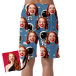 Pattern Of Cute Cartoon Astronaut On A Blue Background Can Be Custom Photo 3D Men's Shorts