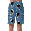 Pattern Of Cute Cartoon Astronaut On A Blue Background Can Be Custom Photo 3D Men's Shorts