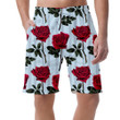 Pattern Of Red Flowers Roses And Leaves On Striped Background Can Be Custom Photo 3D Men's Shorts