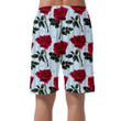Pattern Of Red Flowers Roses And Leaves On Striped Background Can Be Custom Photo 3D Men's Shorts