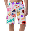 Pop Art Fashion Pattern With Patches Pins Badges And Stickers Can Be Custom Photo 3D Men's Shorts