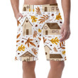 Peaceful House And Autumn Leaves In Brown And Beige Can Be Custom Photo 3D Men's Shorts