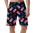 Person Holding USA Flag In Hand Pattern On Dark Blue Background Can Be Custom Photo 3D Men's Shorts