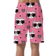 Pink Leopard Skin Heart With And Stars Cat Face Cartoon Can Be Custom Photo 3D Men's Shorts