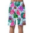 Pink Lotus Tropical Flowers Leaves And Flamingos Can Be Custom Photo 3D Men's Shorts