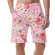 Pink Theme English Rose With Little White Flower Pattern Can Be Custom Photo 3D Men's Shorts