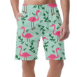 Pink Flamingo With Branch On Green Background Can Be Custom Photo 3D Men's Shorts