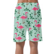 Pink Flamingo With Branch On Green Background Can Be Custom Photo 3D Men's Shorts