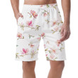 Pretty Pink Flower Branches Watercolor Pattern On White Background Can Be Custom Photo 3D Men's Shorts