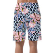 Pink Orchid With Palm Leaves On Leopard Background Can Be Custom Photo 3D Men's Shorts