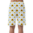 Pattern Of Sunflower And Leaf On Pastel Blue Striped Background Can Be Custom Photo 3D Men's Shorts