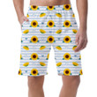 Pattern Of Sunflower And Leaf On Pastel Blue Striped Background Can Be Custom Photo 3D Men's Shorts