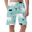 Polar Bear And Geometric Mountain Arctic Winter Wonderland Illustration Can Be Custom Photo 3D Men's Shorts