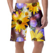 Sunflowers And Blossoms Linen Close Up On Dark Blue Abstract Background Can Be Custom Photo 3D Men's Shorts