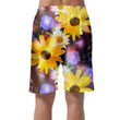 Sunflowers And Blossoms Linen Close Up On Dark Blue Abstract Background Can Be Custom Photo 3D Men's Shorts