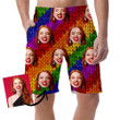 Realistic Knitted Rainbow Textured Illustration Pattern Can Be Custom Photo 3D Men's Shorts