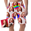 Rainbow Stylistic USA And EU Flags On The Form Red Heart Can Be Custom Photo 3D Men's Shorts