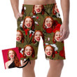 Red And White Blossom Floral On Brown Background Can Be Custom Photo 3D Men's Shorts