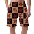 Repeating Plaid In Knitted Style With Autumn Maple Leaves Can Be Custom Photo 3D Men's Shorts