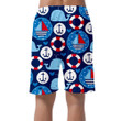 Sailing Ship Cute Whale And Anchor Cartoon Blue Pattern Can Be Custom Photo 3D Men's Shorts