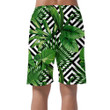 Summer Exotic Jungle Plant On Black And White Geometry Pattern Can Be Custom Photo 3D Men's Shorts