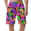 Psychedelic Cat Portraits Smiling Pop Art Lips And Cartoon Dragons Can Be Custom Photo 3D Men's Shorts