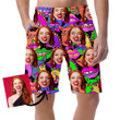 Psychedelic Cat Portraits Smiling Pop Art Lips And Cartoon Dragons Can Be Custom Photo 3D Men's Shorts