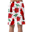 Red Northern Cardinal Birds And Poinsettia Flower Can Be Custom Photo 3D Men's Shorts