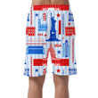 Symbolism Landmarks Of United States On Pastel Blue Stripes Background Can Be Custom Photo 3D Men's Shorts