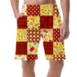 Sewing Square Patchwork In Red Color And Autumn Leaves Theme Can Be Custom Photo 3D Men's Shorts