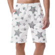 Silver Holographic Glitter Sparkle Stars On White Background Can Be Custom Photo 3D Men's Shorts