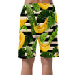 Summer Black Striped Background With Bananas Fruits And Leaves Can Be Custom Photo 3D Men's Shorts