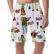 Rock Stars And Guitars Retro Hippie Style Stars Background Can Be Custom Photo 3D Men's Shorts