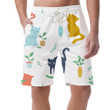 Simple Funny Cats And Plants On White Can Be Custom Photo 3D Men's Shorts