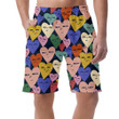 Shapes Of Hearts With Different Faces And Emotions Psychedelic Design Can Be Custom Photo 3D Men's Shorts