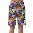 Shapes Of Hearts With Different Faces And Emotions Psychedelic Design Can Be Custom Photo 3D Men's Shorts