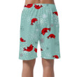 Red Cardinal Bird And Snowflake Green Background Can Be Custom Photo 3D Men's Shorts