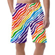 Special Rainbow Zebra Fur On White Background Can Be Custom Photo 3D Men's Shorts