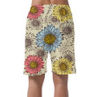 Red Yellow And Blue Sketch Sunflowers And Fern Can Be Custom Photo 3D Men's Shorts