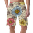 Red Yellow And Blue Sketch Sunflowers And Fern Can Be Custom Photo 3D Men's Shorts