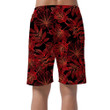 Red Outline Fallen Mountain Ash Leaves On Dark Background Can Be Custom Photo 3D Men's Shorts