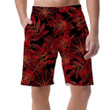 Red Outline Fallen Mountain Ash Leaves On Dark Background Can Be Custom Photo 3D Men's Shorts