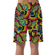 Psychedelic Plant Colorful Leaves Branches On Black Design Can Be Custom Photo 3D Men's Shorts