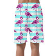 Summer With Pink Flamingo And Blue Lines Can Be Custom Photo 3D Men's Shorts
